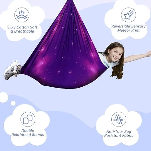 Sensory Swing for Kids & Adults, Indoor & Outdoor Double Layer Therapy Swing, Cuddle Swing with 360°Swivel Hardware Holds to 300LBS for Calming, Relaxing and Autism, ADHD or SPD thumbnail 6