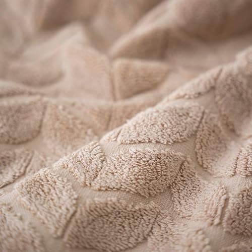 BAGNO MILANO Turkish Bath Towels, Soft Plush Jacquard Luxury Bath Towels, Quick Dry Towel Set (Sand Beige, 4 Pcs Hand Towel Set) thumbnail 7