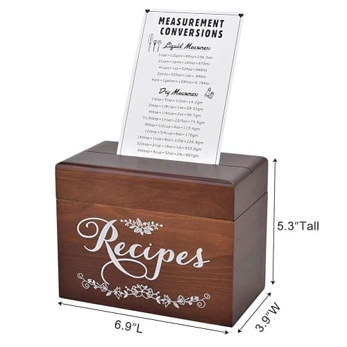Vintage Wood Recipe Box with Cards and Dividers 4x6 Recipe Holder Card Kithen Strawberry Orange Olive theme thumbnail 2