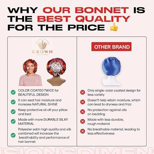 Anime Bonnet with Elastic Soft Band Adjustable Women and Men Silky Bonnets for Sleeping Comfortable Satin Fabric, Red Skna thumbnail 2