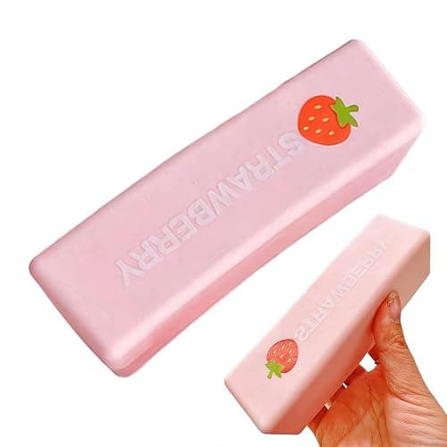 Balle Anti Stress Aliment Mignon Forme au Adulte Jouet Anti Stress en Mousse Compressible, pour soulager Stress, soulager l'anxiété, pâte de décompression Douce pour Adultes (bâton de Fraise) - Image 1