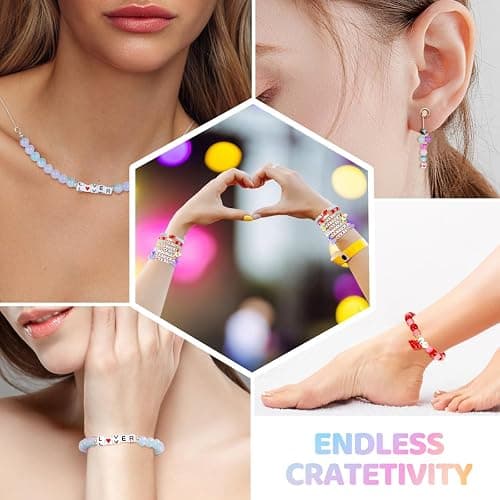 Goldwise Friendship Bracelet Kit - 2 Boxes with 24 Colors Glass(8mm) and Letter Beads (A-Z) for Jewelry Making, Varieties of Charms, Bracelet Making Kit, DIY Crafts for Gifts thumbnail 7