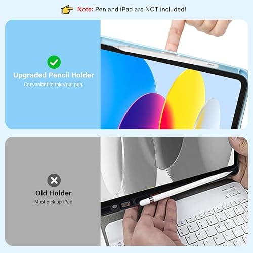 KBCASE for iPad 10th /A16 11th Generation Case with Keyboard Detachable Keyboard Case for iPad 10th 10.9" 2022/A16 11th Generation 11" 2025 with Pencil Holder, Multi-Angle,UK Layout, Blue thumbnail 8