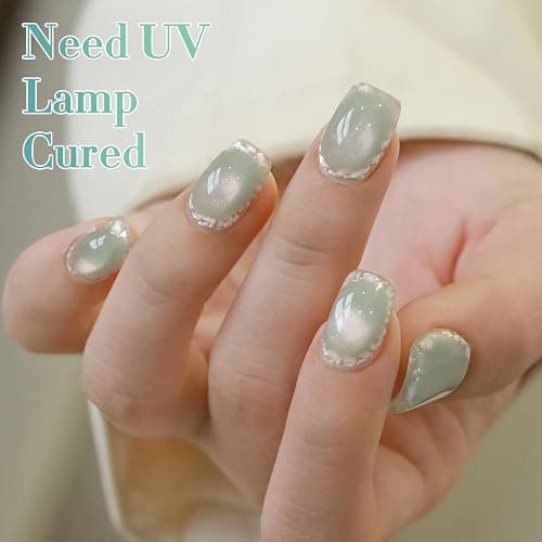 Double Rhythm 0.5 OZ Cat Eye Gel Polish with Magnet 15ML Holographic Glitter Shimmer Translucent Jelly Color Magnetic Nail Polish Salon DIY at Home (Light Green-MC1212) thumbnail 7