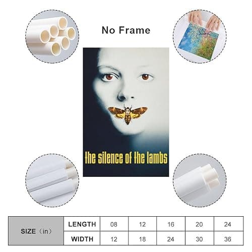 THE SILENCE OF THE LAMBS Horror Movie Poster Canvas Wall Art Poster Decorative Bedroom Modern Home Print Picture Artworks Posters 16x24inch(40x60cm) thumbnail 2