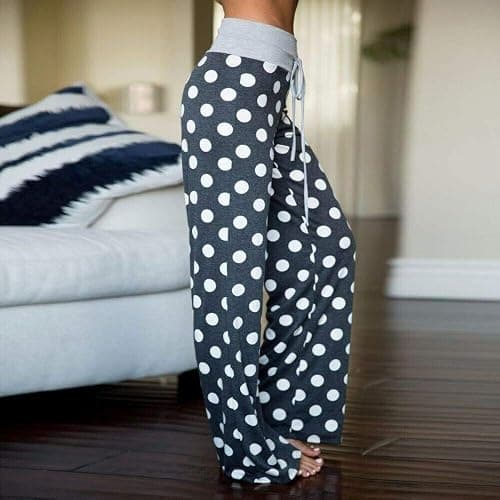 iniber Women's Comfy Pajama Pants Casual Lounge Pant Wide Leg Palazzo Stretch Drawstring Bottoms thumbnail 4