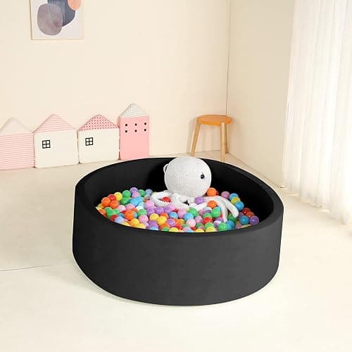 TRENDBOX Extra Large Foam Ball Pit for Toddlers, 47x14 inch Soft Baby Ball Pit with Washable Velvet Cover (Balls not Included)- Black thumbnail 7