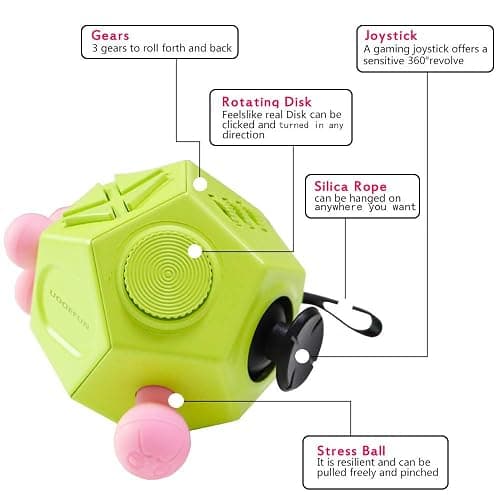 UOOEFUN Fidgets Toy,12 Sided Cube Toys,Autism Toy,Relief Stress Cube Toy,Sensory Toy, Anxiety Toy for Childens and Adults with Improve Attention and Relieve Stress (Green / A3) thumbnail 4