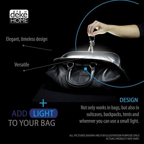 Deke Home - Heart Shaped Purse Light, Motion Sensor LED Handbag Lamp, Auto On Off Mini Travel Accessory for Backpack, Shoulder Bag, Crossbody, Tote, Night Use, Perfect for Concerts & Events thumbnail 6