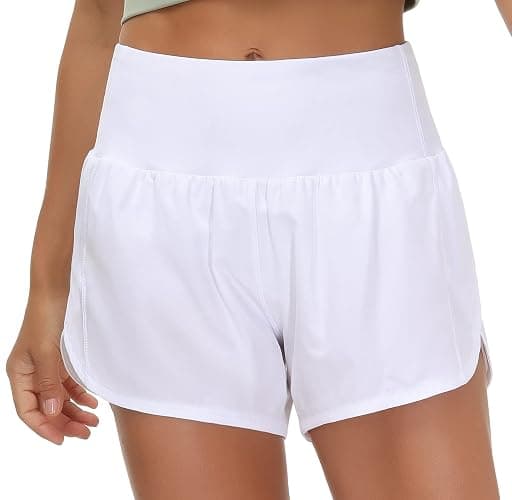 THE GYM PEOPLE Womens High Waisted Running Shorts Quick Dry Athletic Workout Shorts with Mesh Liner Zipper Pockets thumbnail 2