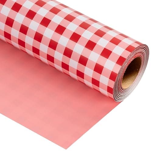 Burymento Red Checkerboard Wrapping Paper, Gift Wrap for Birthday, Valentines, Mothers day, Graduation, Wedding, Fathers day, Baby Shower, Christmas (17in x 32.8ft) - Image 1