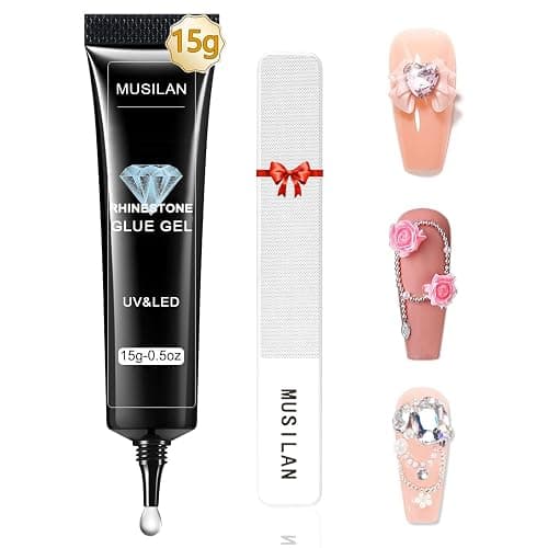 MUSILAN Nail Rhinestone Glue,Super Strong Rhinestones Gel Nail Glue for 3D Nails Beads Stickers Stones Crystals Diamond Art Jewels 3D Decorations Tools,Cured Need - Image 1