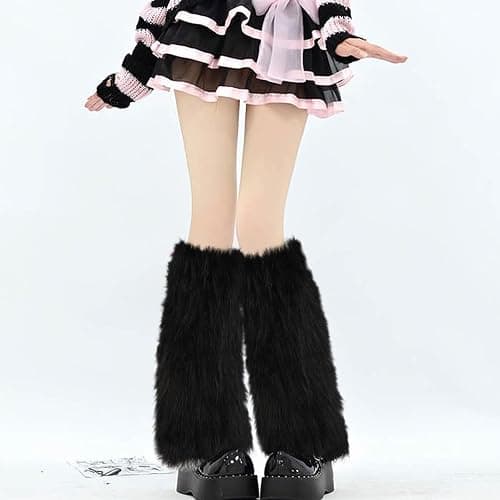 PHOGARY Faux Fur Fuzzy Leg Warmers Furry Boot Covers for Women Girls, Furry Boot Cuffs Fuzzy Shoes Cover Socks for Costumes thumbnail 5