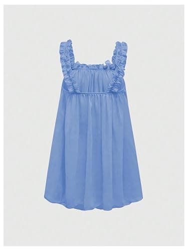 MakeMeChic Women's 2 Piece Lingerie Mesh Cute Pajama Sets Babydoll Ruffle Bow See Through Vintage Nightgown Sleepwear thumbnail 3