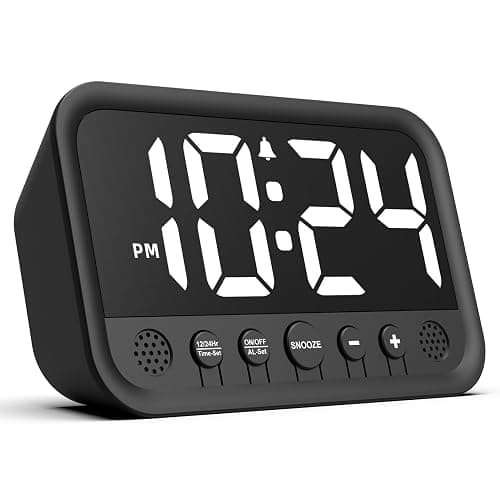 Small LED Digital Clock for Bedroom, Loud Alarm Clock for Heavy Sleepers Adults, Teens | Plug-In Electric Desk Clock | Simple Bedside Nightstand Clock with Adjustable Volume/Brightness/Snooze – White - Image 1