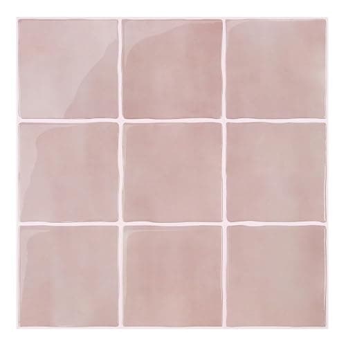 COMSTICKC Upgraded Thicker Pink Peel and Stick Backsplash Tiles for Kitchen, 10 Pcs of 12''x12'',3D Peel and Stick Tiles for Wall Removable Vinyl Backsplash Kitchen Bathroom Waterproof - Image 1
