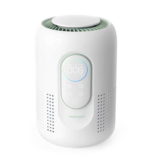 Momcozy Nursery Air Purifier, 4-Filter System with H13 HEPA & Carbon, Real-Time PM2.5 Air Quality Monitor & Display with 3-Color Status, Baby Air Purifier with 21 dB Sleep Mode, Dimmable Night Light - Image 1