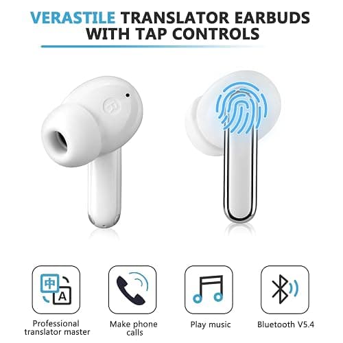 Translation Earbuds Real Time Support 150 Languages,Translation Music and Calling 3-in-1,Translator Device with Bluetooth and APP,Provide Online Instant Voice Translation for Travel Business Learning thumbnail 2
