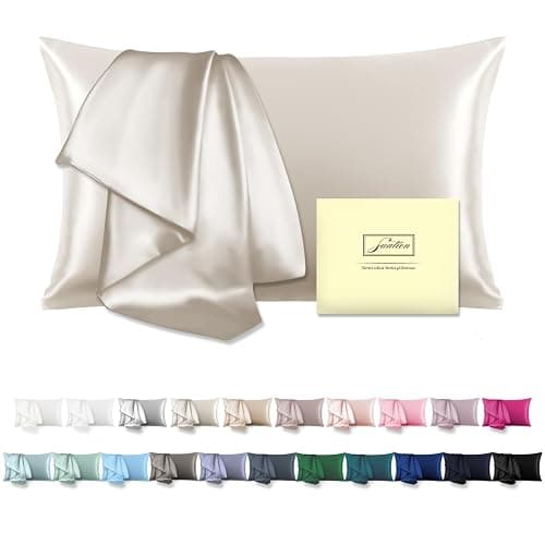 Mulberry Silk Pillowcase for Hair and Skin Standard Size 20"X 26" Pillow Case with Hidden Zipper Soft Breathable Smooth Cooling Silk Pillow Covers for Sleeping (Beige,Standard,1Pcs) - Image 1
