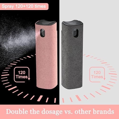 2 Pack Screen Cleaner Spray and Wipe for Laptop Monitor and Car Screens, Phone Touchscreen Mist Cleaning Kit for Cellphone, Tablet, PC, Computer, LCD, Eyeglass, iPhone, iPad, Mac Pro - Black and Pink thumbnail 6