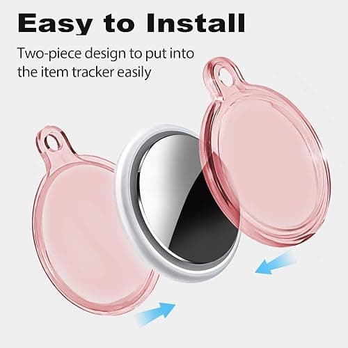 Foweroty 1|2|4 Pack IPX8 Waterproof Case for AirTag (2nd & 1st Gen), Full Body Holder Keychain, Anti-Scratch Cover for Apple Air Tags, Luggage, Pet Collar, Car Keys, Kids, Clear Pink thumbnail 5
