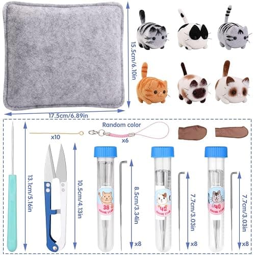 UOOU Needle Felting Beginners Kit with Box,Needles Felting Supplies with 24Pcs Felting Needles,Felting Pad,Wool Roving,DIY Needle Felting Cat Dolls thumbnail 2