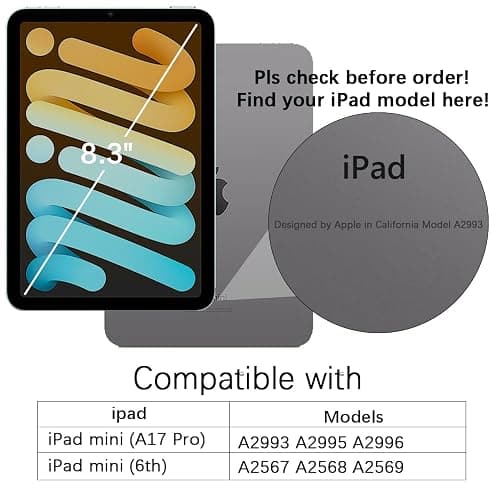Telaso for iPad mini 7 A17 Pro 2024/iPad Mini 6 2021 8.3 Inch iPad mini 7th/6th Gen Magnetic Case, Translucent Matte Back Soft TPU Bumper Military Grade Protective Case for iPad mini 7/Mini 6, Black thumbnail 2