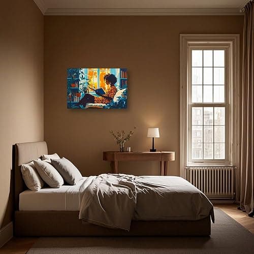 CCWACPP Black Woman Wall Art African American Wall Decor Black Girl Reading Canvas Abstract Modern Prints Study Library Bedroom Decor Framed (30.00 x 45.00 cms) thumbnail 5