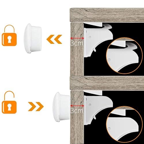 Safety Locks, Magnetic Safety Locks, Invisible Safety Latch Lock for Cupboard, Cabinet and drawer, Child Proof, Easy to Install Kit, With Extra 3M Adhesive Tapes,10 Locks 2 Keys thumbnail 5