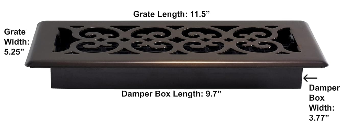 Decor Grates SPH410-RB-8 Scroll Design Floor Register, 4x10, Rubbed Bronze Finish, 8 Pack thumbnail 3
