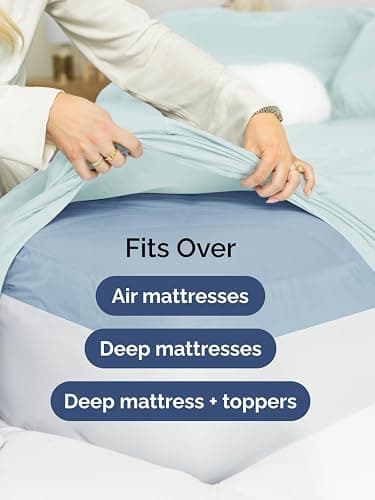 Extra Deep King Sheet Set - 6 Piece Breathable & Cooling Sheets - Hotel Luxury Bed Sheets Set - Easy & Secure Fit - Soft, Wrinkle Free & Comfy Sheets Set - Ice Blue Sheet Set with Extra Deep Pockets thumbnail 6