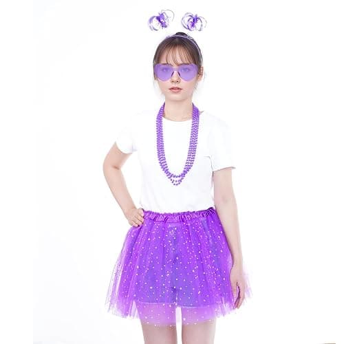 Haakong Women Tutu Costume Accessories Set Sunglasses Ponytail Headband Tutu Skirt Necklace for Halloween Mardi Gras thumbnail 6
