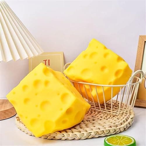 💕Squishy Fidget Toy Giant Cheese Squeezable Stress Relief Sensory Toys for Adults, Cute Party Favors, 3.94x3.94x3.54'' thumbnail 5