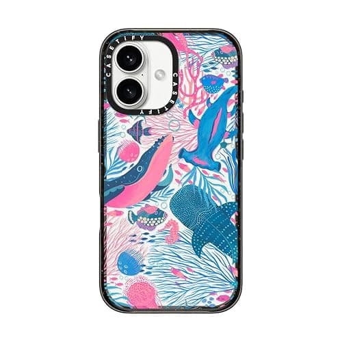 CASETiFY for iPhone 16 Case - Impact | Slim Fit | 8.2 ft. 4X Military Grade Drop Protection | Under the Sea by Grace Andersson | Black - Image 1