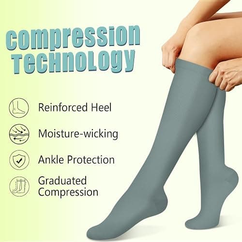 Copper Compression Socks 15-20 mmHg for Men & Women 8 Pairs – Circulation Support for Nurses, Travel, Running, Hiking, Soccer thumbnail 5