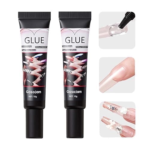 Gosojam Nail Glue 2-Pack – Fast-Drying, Long-Lasting Adhesive for Acrylic, Press-On & Gel Nails – Water-Resistant, No UV/LED Needed, 10g x 2 – Strong Bond, Gentle on Nails, Ideal for DIY & Salon Use - Image 1