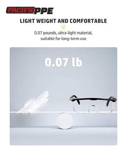 PACIFIC PPE 2 Pack Safety Glasses for Men and Women, ANSI Z87 Safety Goggles with Scratch Resistant Clear Wraparound Lenses, Adjustable Lab Goggles, UV Protection Lab Glasses thumbnail 6
