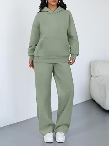 Trendy Queen 2 Piece Lounge Sweat Sets Plus Size Fall Fashion Matching Sweatsuits Wide Leg Pants Travel Outfit Winter Clothes thumbnail 2