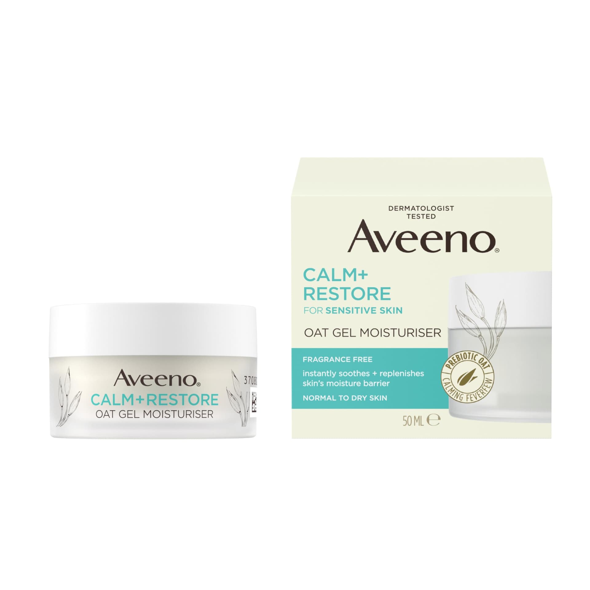 Aveeno Face Calm + Restore Sensitive Skin Oat Gel Moisturiser 50 ml - Image 1