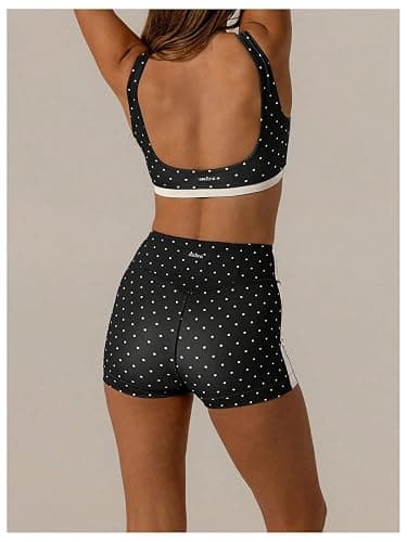 SOLY HUX Women's Tracksuit 2 Piece Outfits Polka Dots Crop Tank Tops and High Waisted Biker Shorts Workout Sets thumbnail 2