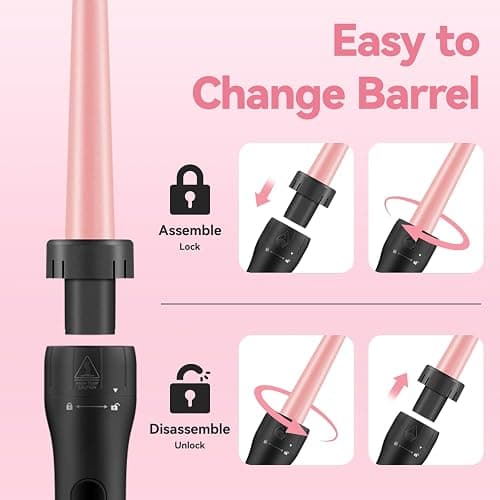 MOCEMTRY 5 in 1 Curling Wand Set (0.35"-1.25") with 3 Barrel Hair Crimper, Bubble Curling Wand and 3 Ceramic Barrels, Curling Iron 1 inch Crimper Hair Tool Waver with Two Temp Control, Gifts for Women thumbnail 7