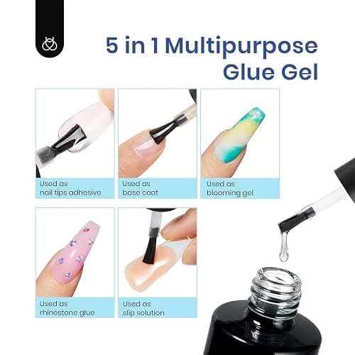 Beetles Gel Nail Kit Easy Nail Extension Set 504Pcs Pre Filed Half Matte Short Square Soft Etch X Nail Tips with 5 in 1 Nail Glue Gel Uv Led Lamp Nail for Women - 1-Short Square 504pcs (etch-x kit) thumbnail 6