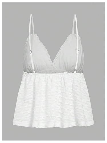 SweatyRocks Women's Bowknot Backless Ruffle Camisole Textured V Neck Sleeveless Summer Tops thumbnail 2