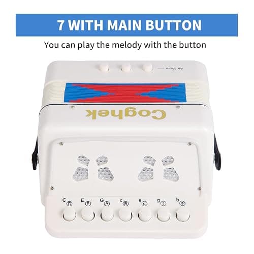 Coghek Kids Accordion For Kids 10-Key Mini Accordion Instrument Toy White | Portable children’s accordion musical instrument for beginners, educational music toy gift for creative music learning thumbnail 6