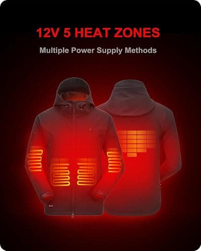 DEWBU Heated Jacket for Men with 12V Battery Pack Winter Outdoor Soft Shell Electric Heating Coat thumbnail 2