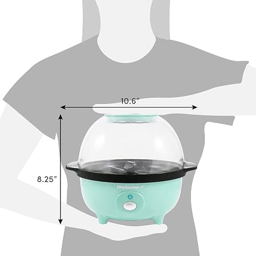 Elite Gourmet EPM330M Automatic Stirring 12-cup Popcorn Maker Popper, Hot Oil Popcorn Machine w/Measuring Cap & Built-in Reversible Serving Bowl, Great for Home Party Kids, Safety ETL Approved, Mint thumbnail 3