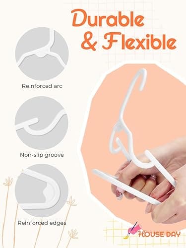 HOUSE DAY Premium Baby Hangers 120 Pack, 11 Inch Kids Plastic Hangers White, Slim Childrens Hanger for Infant, Toddler, Child Clothes, Non-Slip Sturdy and Durable Baby Clothes Hanger for Closet thumbnail 3