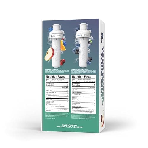 Cirkul 32oz. Chameleon Stainless Steel Water Bottle Starter Kit with Green Lid, 2 Flavor Cartridges (1 LifeSip Blackberry Blueberry, 1 GoSip Berry Blue Punch) No Sugar, Zero Calorie Drink Mix thumbnail 4