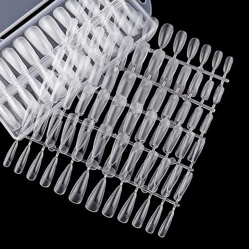 240pcs Medium Almond Acrylic False Nail Tips Kit Soft Gel Full Cover Matte Press on Nails Clear Artificial Fake Nails for Nail Extension Coffin Stiletto Square Oval Shaped Ballerina Nail Art Tips Set thumbnail 4