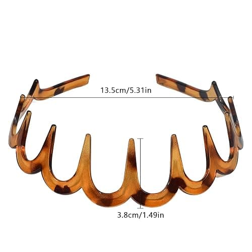 TOSEFES 2025 Zigzag Headbands for Women, 2-Pack U-Shaped Hair Comb Headbands, Non-Slip Slick-Back Hair Accessories, Black & Tortoise Recycled Plastic, Teeth Hairband for Everyday Styling & Workout thumbnail 2